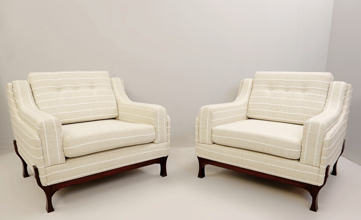 Pair Of Italian Armchairs - New Upholstery