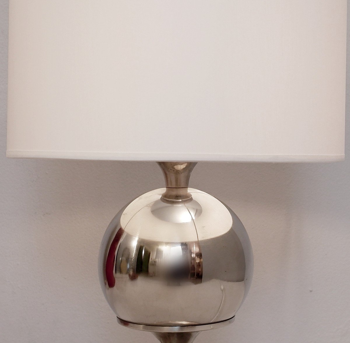 Petite Lampe De Bureau Sphérique En Chrome, 1970s (h: 48cm)-photo-4