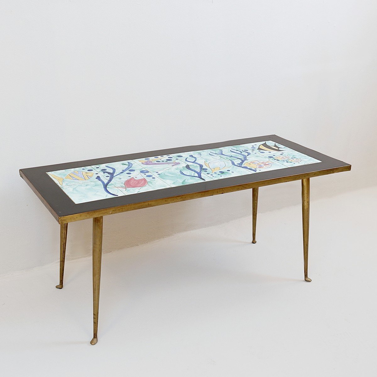 Table Basse En Céramique Française Des Années 1950 Signée C. De Savigny