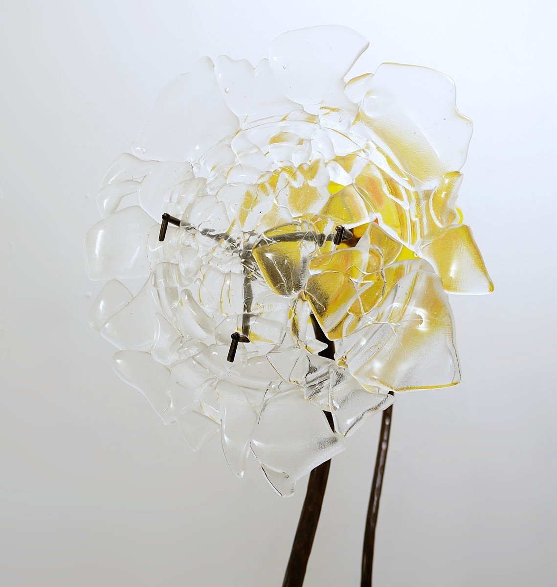 Large Flower Sculpture In Metal And Glass-photo-3