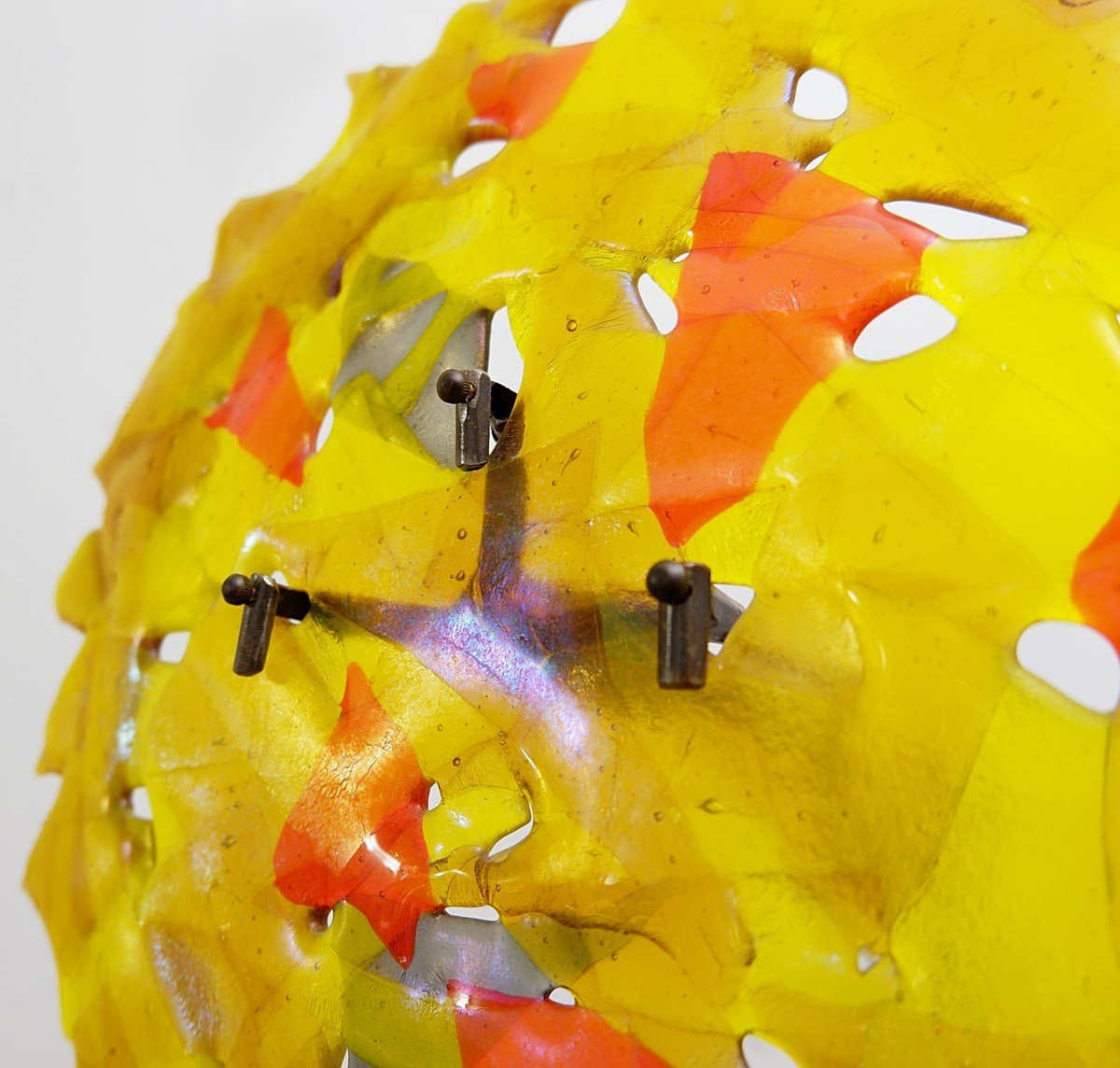 Large Flower Sculpture In Metal And Glass-photo-1
