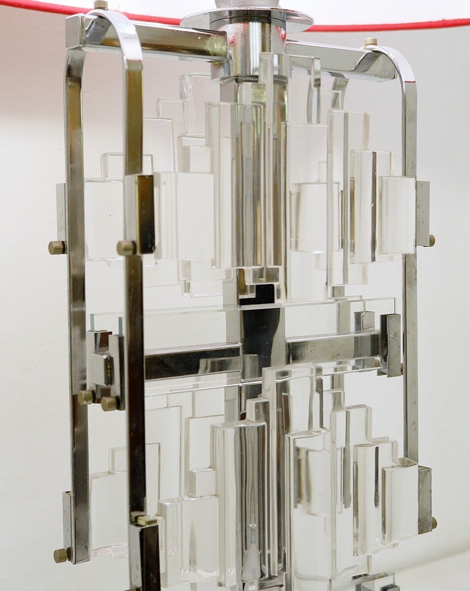 Lampe De Bureau En Chrome Et Plexiglass - 1970s-photo-3