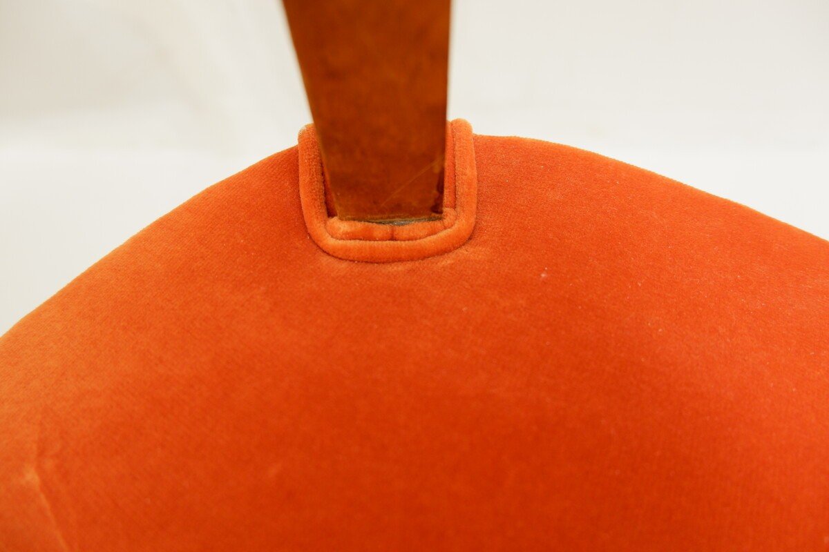 André Arbus Dining Chairs, New Orange Velvet Upholstery - France 1940s-photo-2