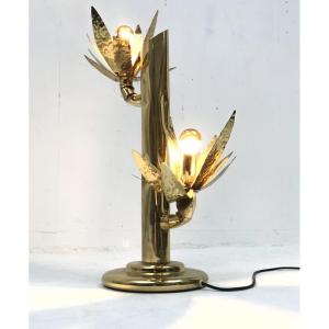 Brass Floral Lamp By Bottega Gadda, 1970's