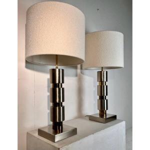 Pair De Lampes De Willy Rizzo, Italie, Années 1970's