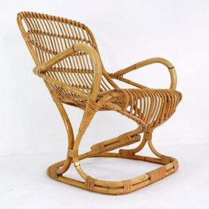 Fauteuil En Bamboo Attribué à Tito Agnoli