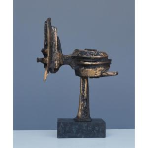 Sculpture Abstraite Moderniste En Bronze De Wim Rijvers