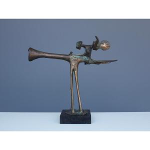 Abstract Modernist Bronze Sculpture By Wim Rijvers
