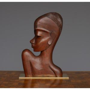 Mid Century Sculpture Of An African Woman, Werkstätten Hagenauer