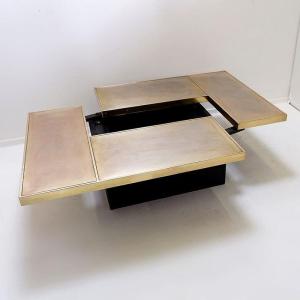 Belgo Chrom Sliding Coffee Table With Hidden Bar - 1970s