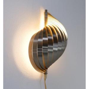 Swelling Aluminium Sconce By Henri Mathieu, France, 1970's