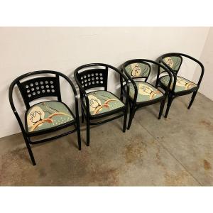 Set Of Four Secession Armchairs In Bentwood Gustave Siegal And Otto Wagner