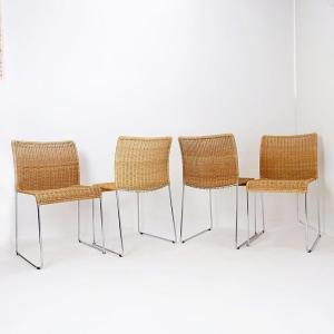Set Of 4 Stackable "s21" Chairs By Tito Agnoli For Bonacina 1980