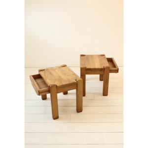 paire de tables de nuit Maison Regain , 1970's