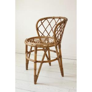 Chaise d'appoint en rotin , 1970's