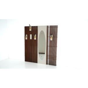 Porte-manteau Mid-Century avec miroir intégré, Italie, 1970s