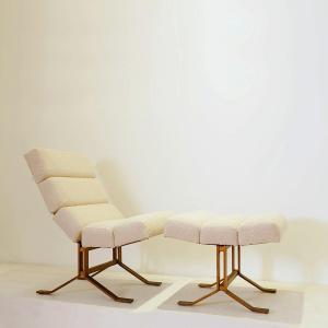 Fauteuil William Plunkett avec repose-pieds, vers les années 1960 