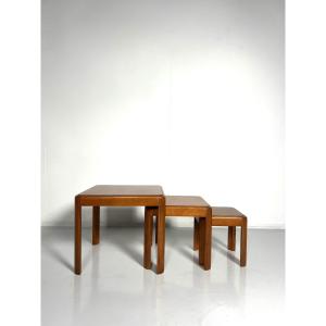Set de 3 tables gigognes en bois, Italie, 1970