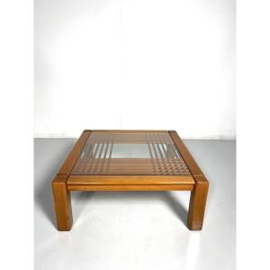 Mid-century Coffee Table In Wood And Glass, Italy