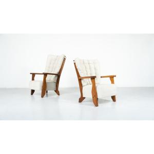 Pair of Armchairs Monsieur/ Madame by Guillerme and Chambron for Votre Maison, 1950s