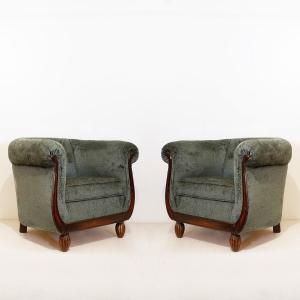 Pair Of Art Deco-style Club Chairs