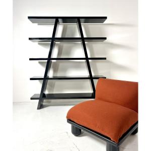 Etagères laquées noires, Italie, 1980s