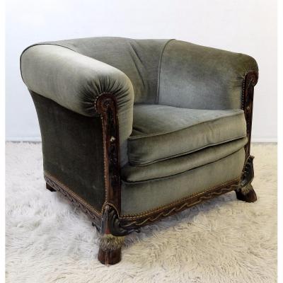 "maison Franck" Green Velvet Armchair - Belgium