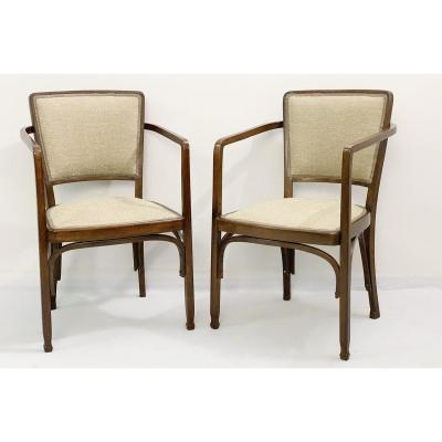 Pair Of Gustave Siegel Chairs For J & J Kohn - Secession Viennoise
