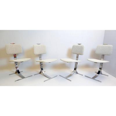 Set Of Four Dining Chairs, New Upholstery, Italy