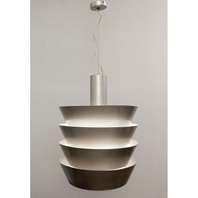 Italian Pendant Light In Silver Metal - 1960s