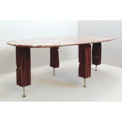 Yasuo Fuke Coffee Table In Wood And Marble Top