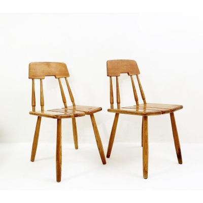 Carl-gustav Boulogner Chairs In Oak. Produced By Ab Bröderna Wigells Stolfabrik. 1950