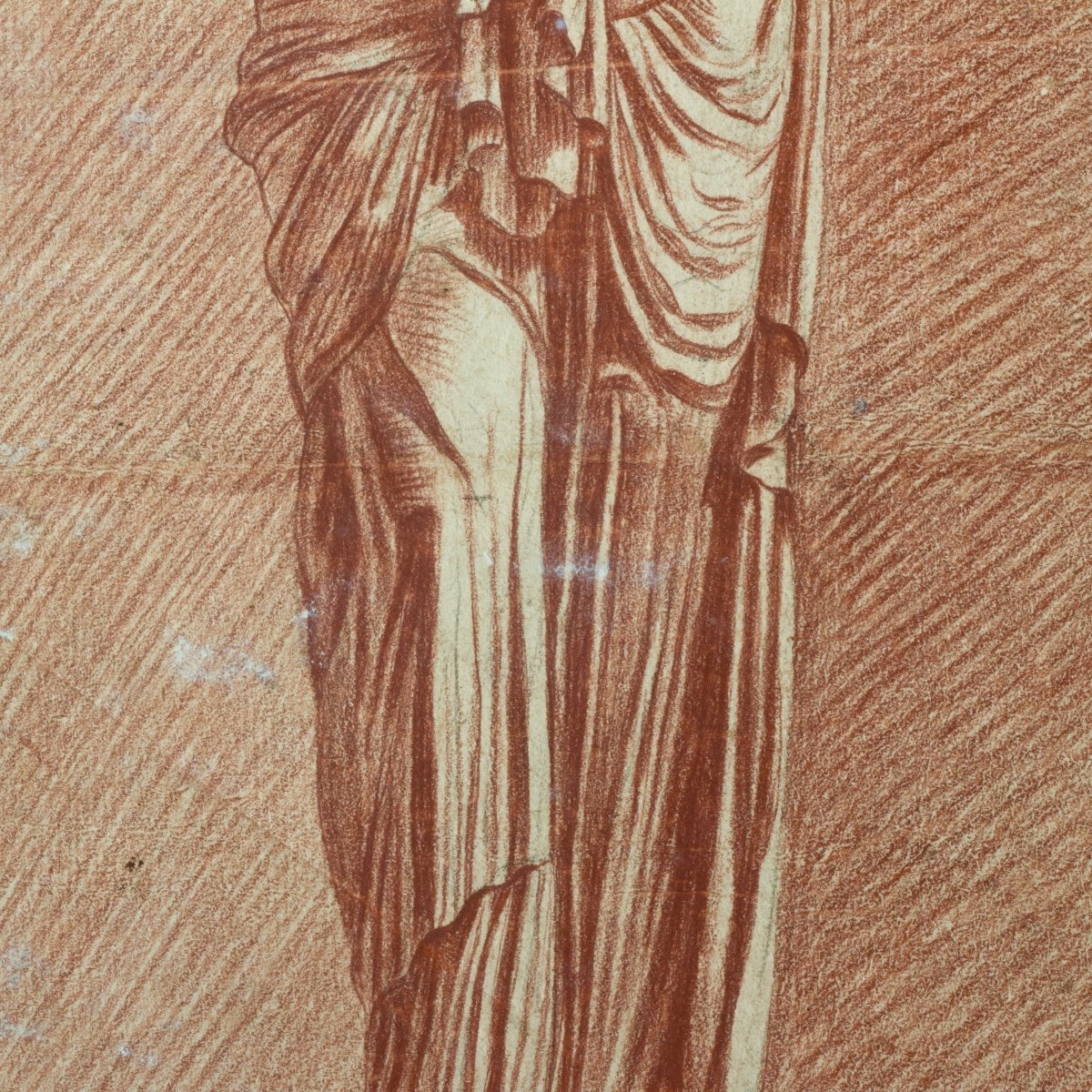French School, Caryatid By Jean Goujon At The Louvre, Red Chalk On Paper, 18th Century-photo-4