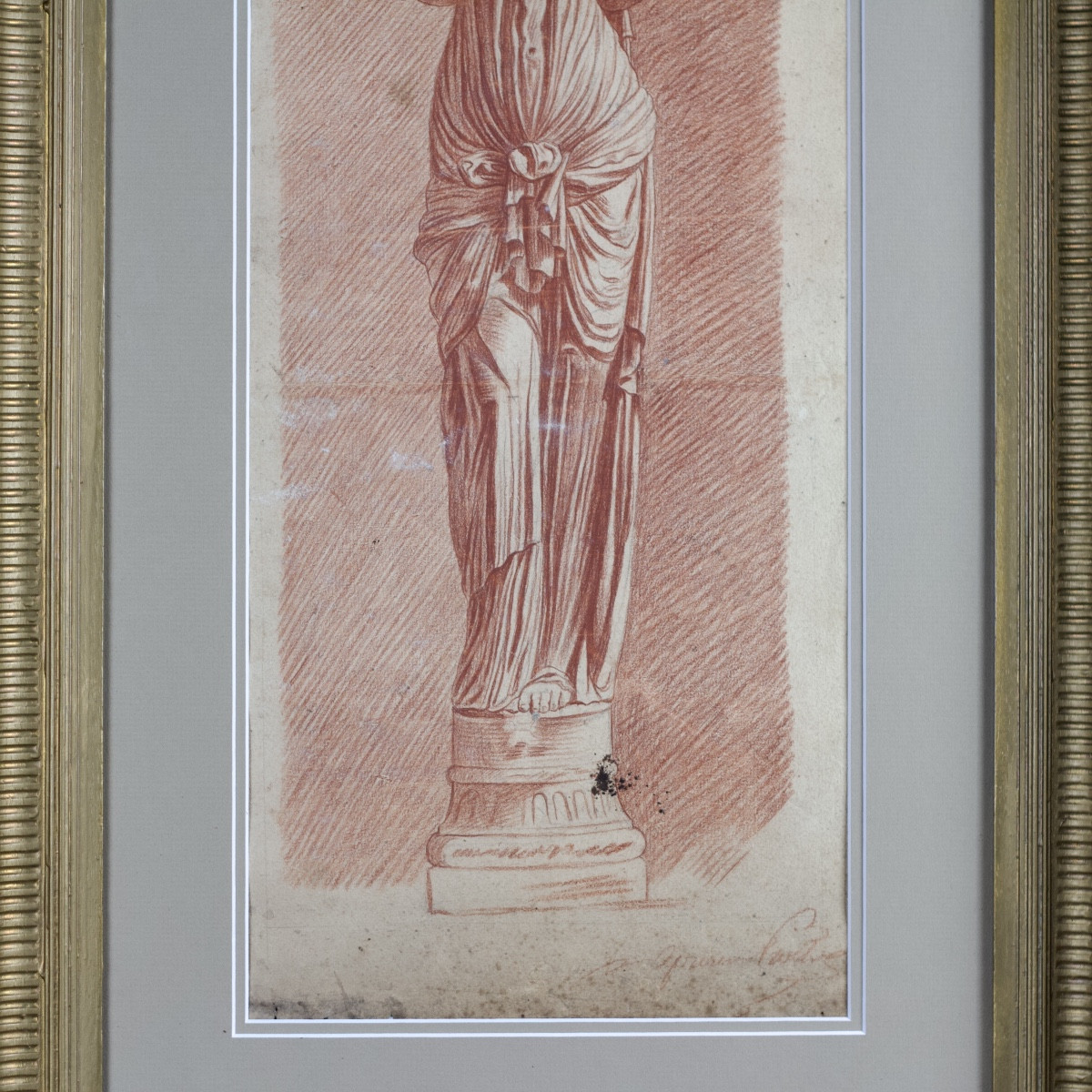 French School, Caryatid By Jean Goujon At The Louvre, Red Chalk On Paper, 18th Century-photo-8