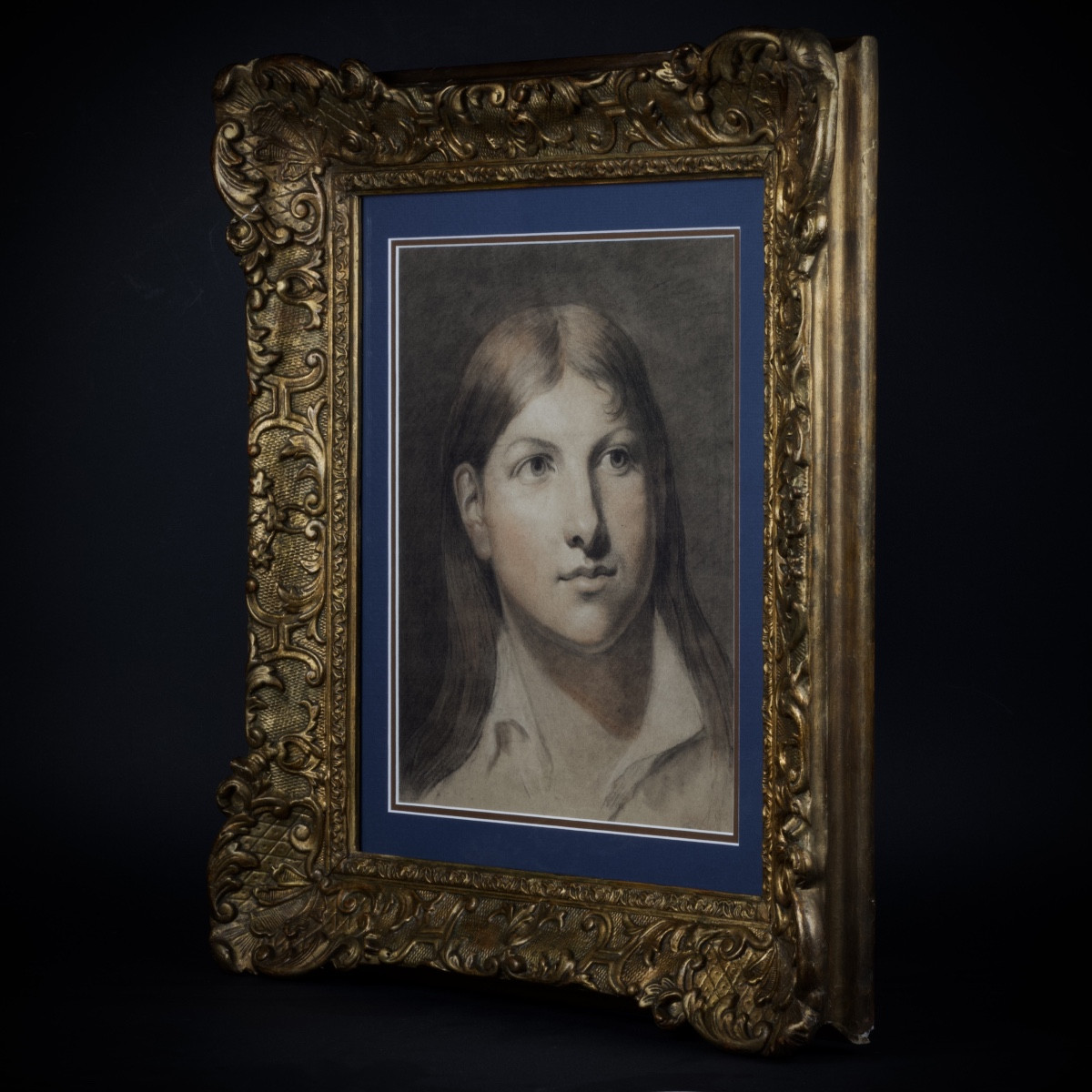 Ecole Française, Portrait de jeune homme aux trois crayons sur papier, XIXe Siècle-photo-3