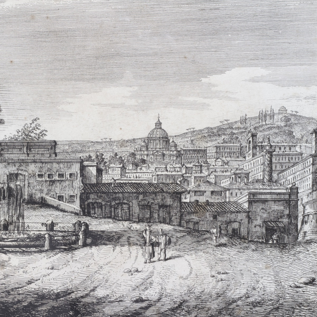 Luigi Rossini, Vue ces colosses du Quirinal, Antichità Romane, taille-douce, Rome, 1819-photo-4