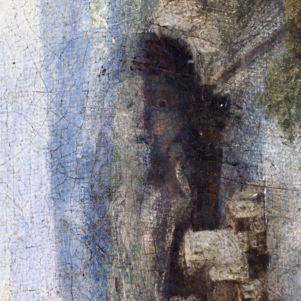 Ecole française, Paysage animé, Fuite en Égypte ?, huile sur toile, XVIIe siècle DLG Poussin-photo-4