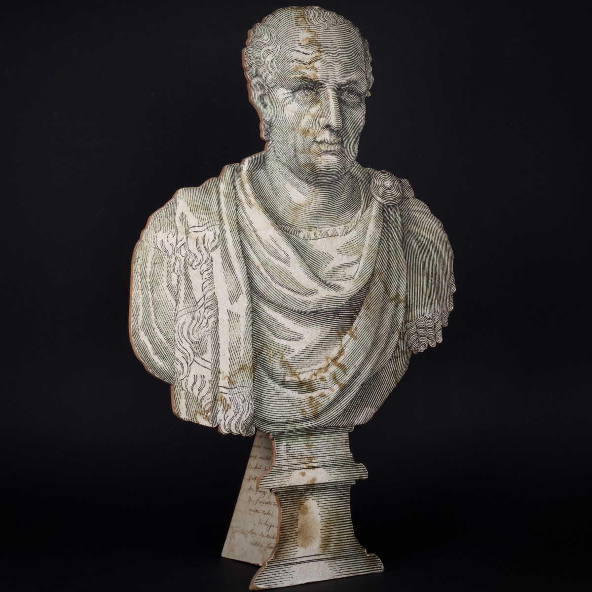 Bust Of The Emperor Vespasian, Theater Set In The Style Of Antiquity, Paper On Panel-photo-2