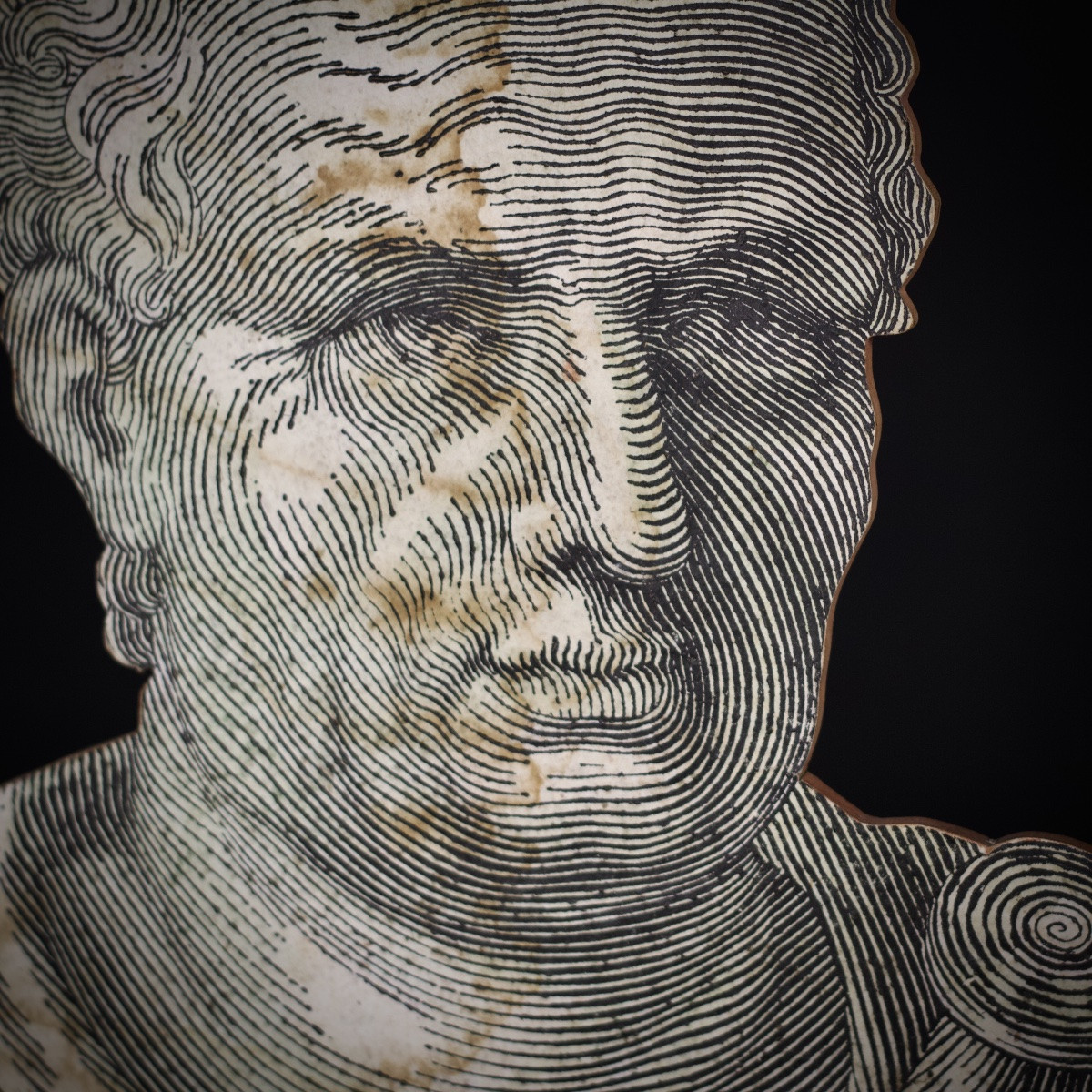 Bust Of The Emperor Vespasian, Theater Set In The Style Of Antiquity, Paper On Panel-photo-4