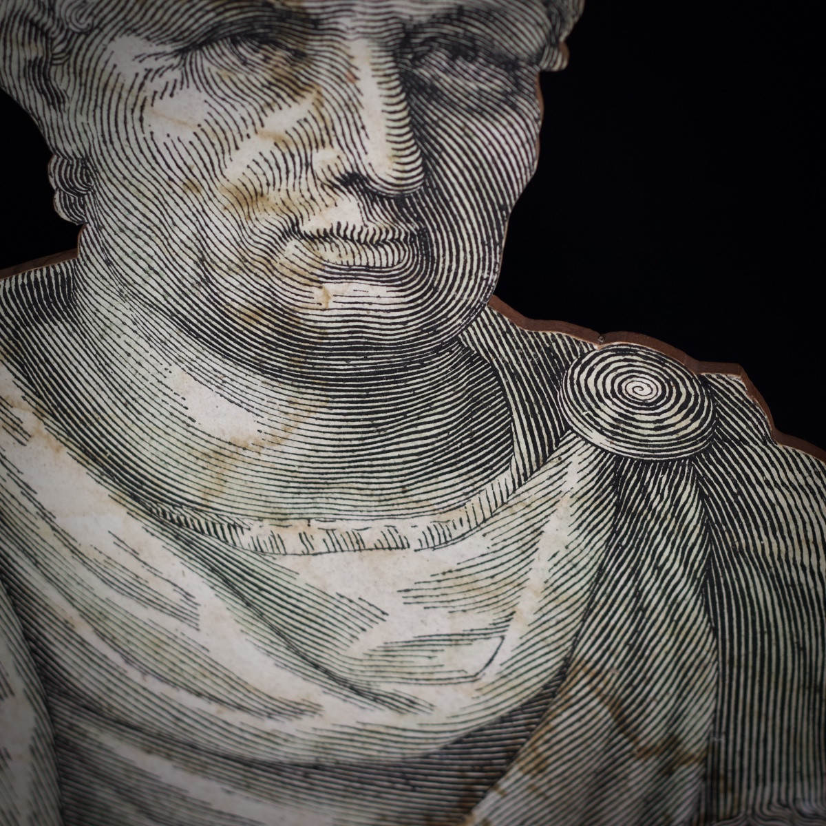 Bust Of The Emperor Vespasian, Theater Set In The Style Of Antiquity, Paper On Panel-photo-8