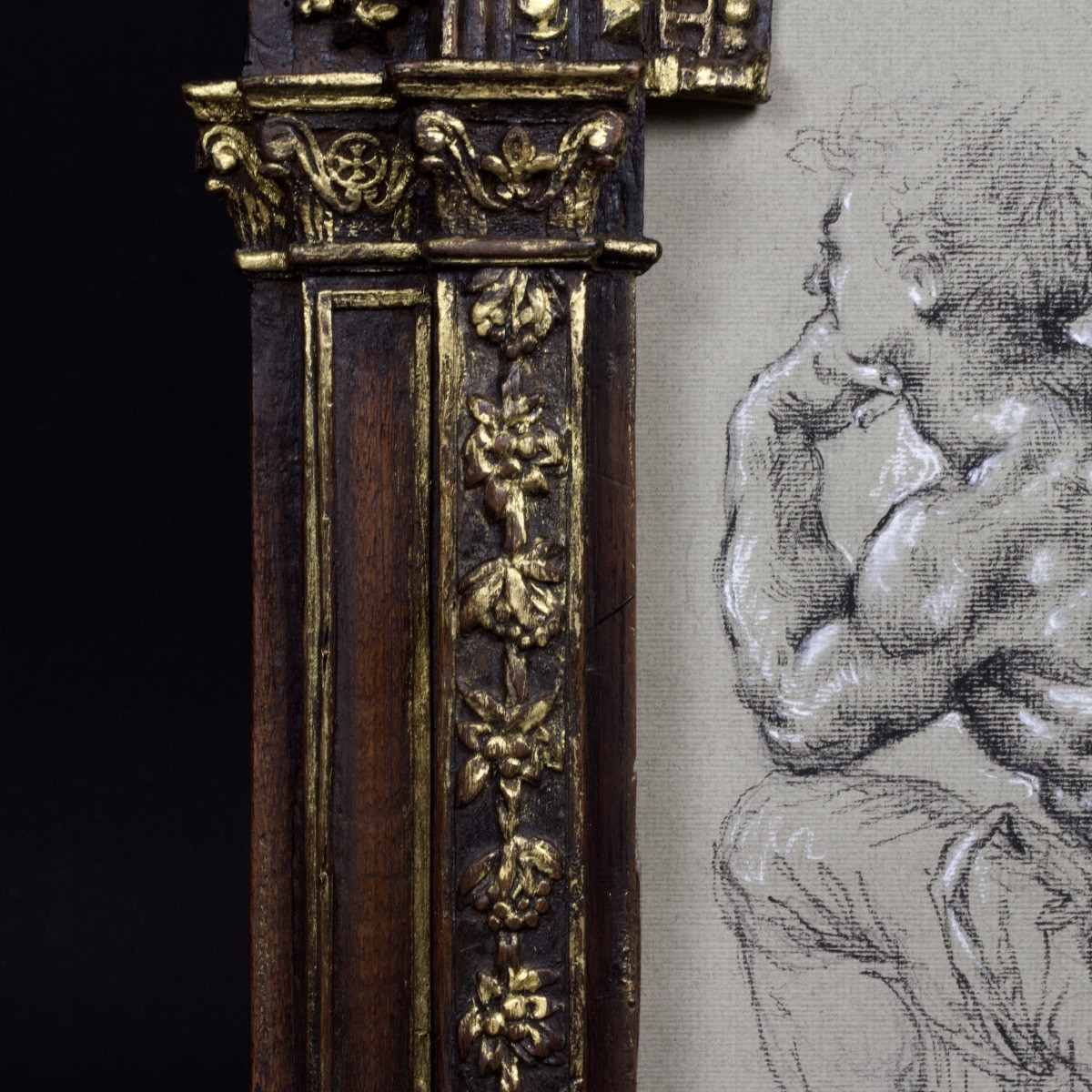 Aedicule Frame, Carved Wood, In The Style Of The Quattrocento/15th Century, Italy, 19th Century-photo-1