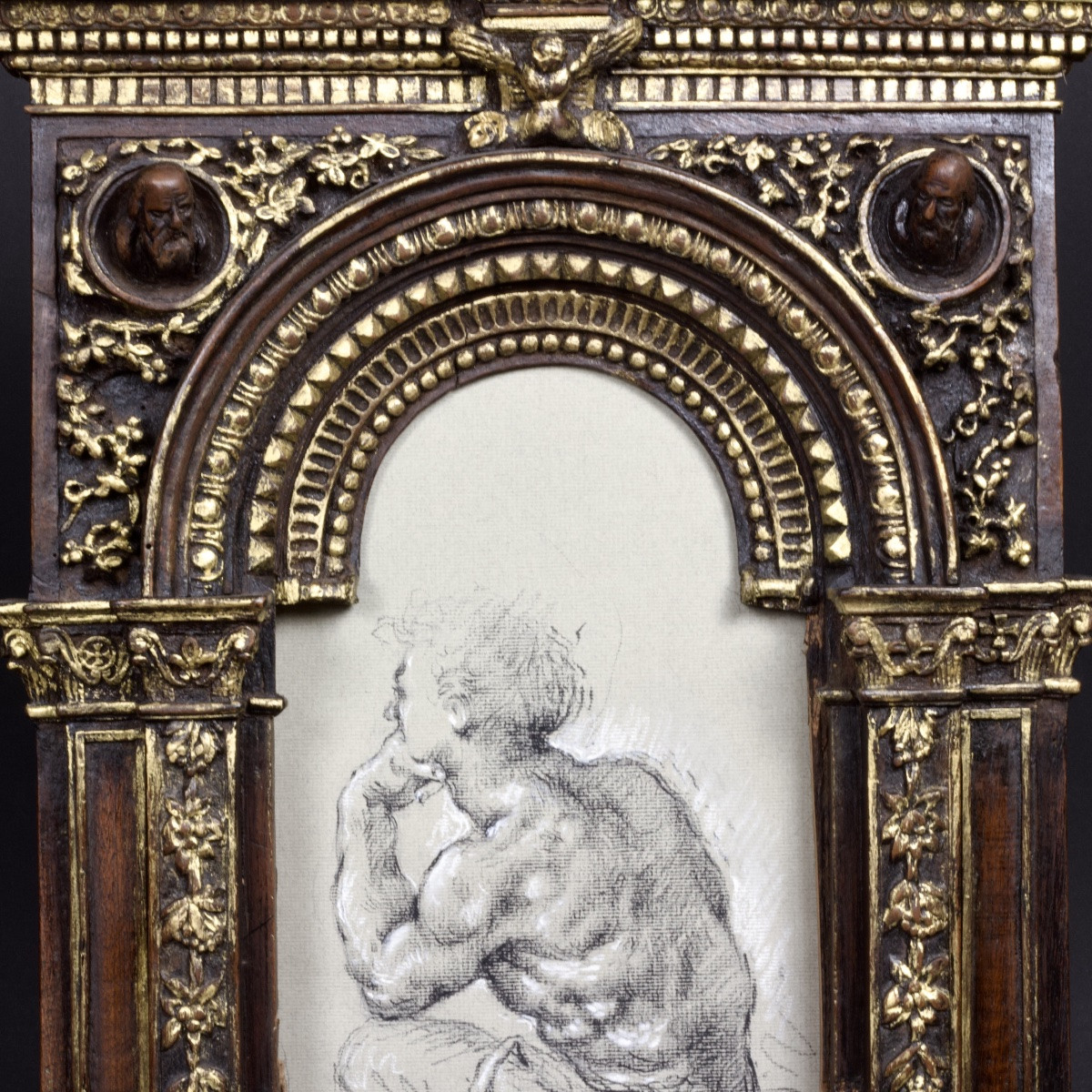 Aedicule Frame, Carved Wood, In The Style Of The Quattrocento/15th Century, Italy, 19th Century-photo-8