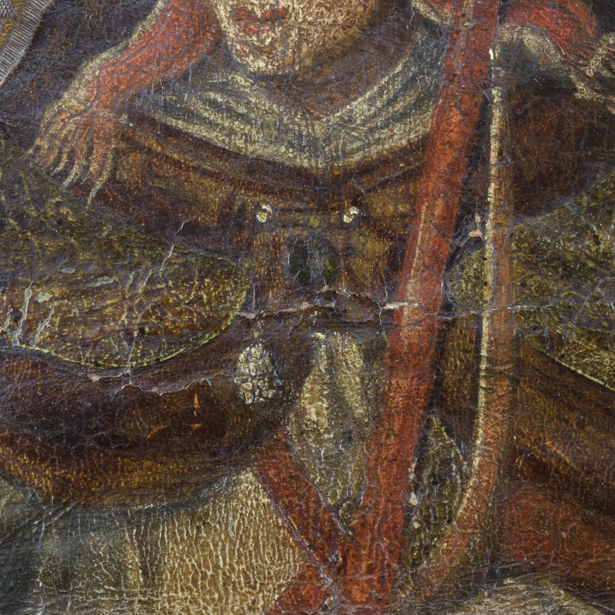 Saint Martin Standing, Painted And Chiseled Leather Called "guadamecil", Spain, 16th Century, Early 17th Century-photo-7