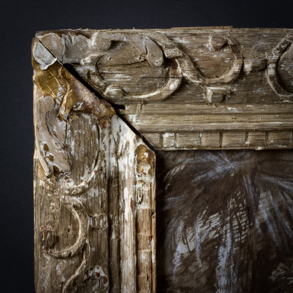 Suzanne et les vieillards, lavis d'encre, fin XVIIIe début XIXe, cadre en bois sculpté XVIIIe-photo-2