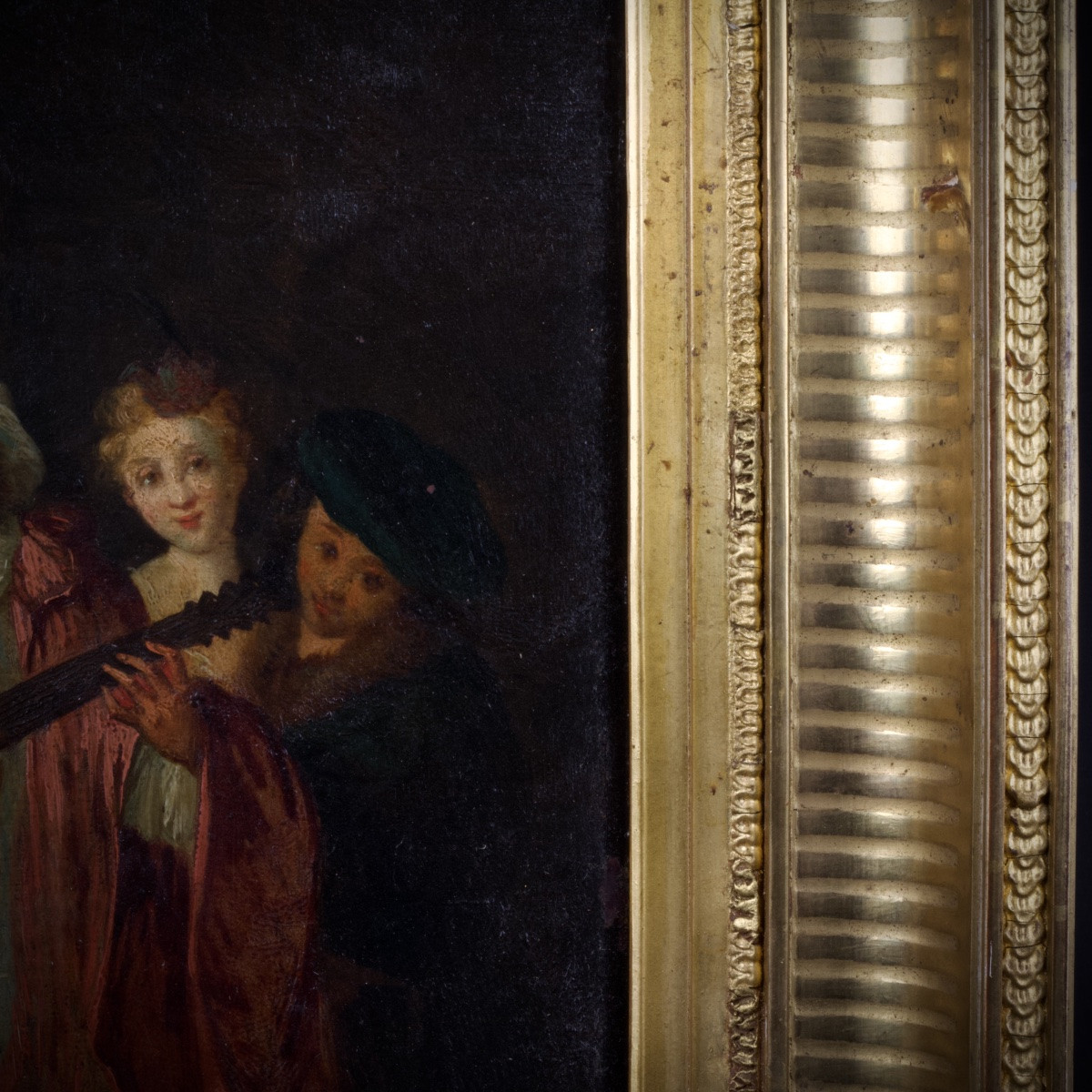 French School After Watteau, Characters From The Commedia Dell'arte, Oil On Panel, 19th Century-photo-2