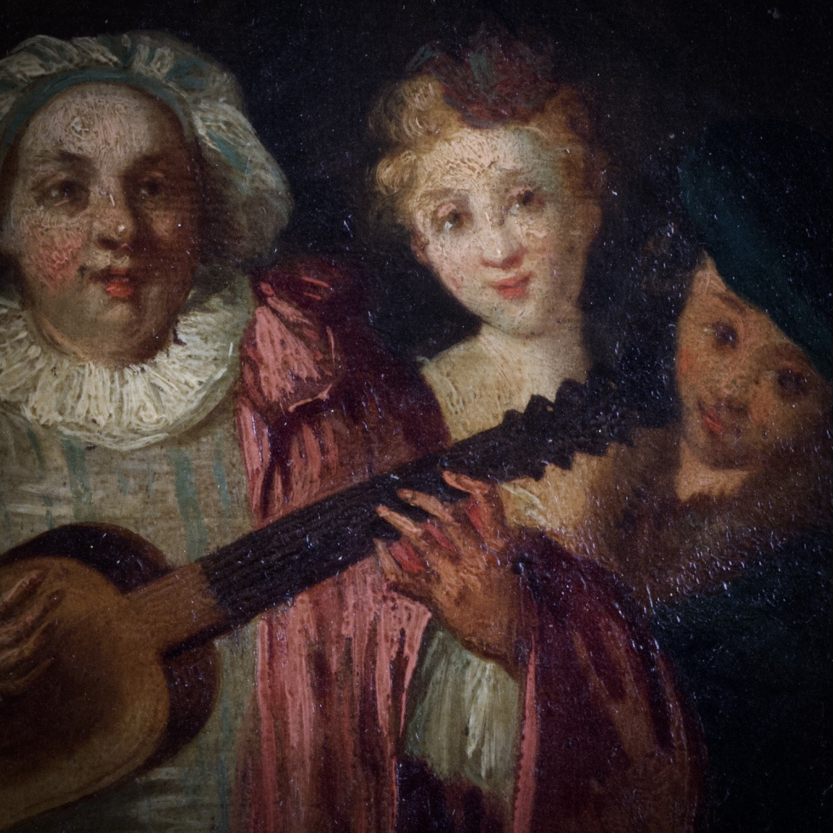 French School After Watteau, Characters From The Commedia Dell'arte, Oil On Panel, 19th Century-photo-8