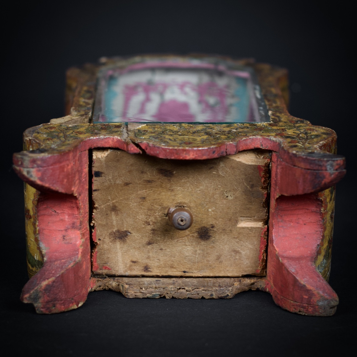 Small Display Case, Arte Povera And Miniature Altar Decoration In Faux Marble, Venice, 18th Century-photo-4
