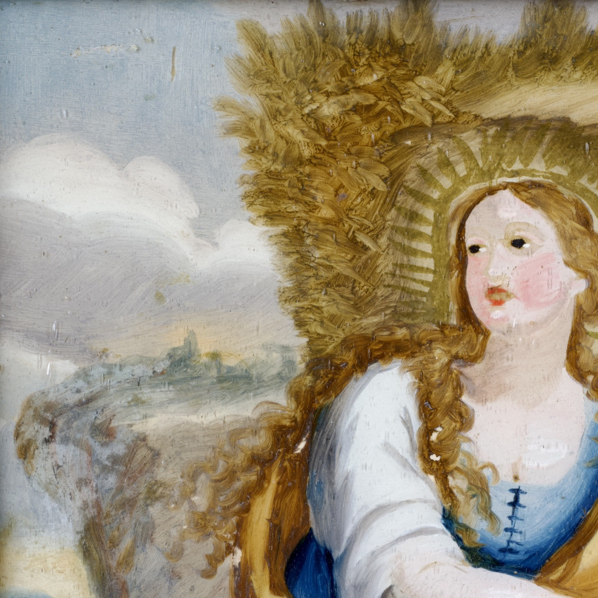 Marie Madeleine pénitente au crâne, Fixé sous verre, art populaire, XVIIIe -photo-6