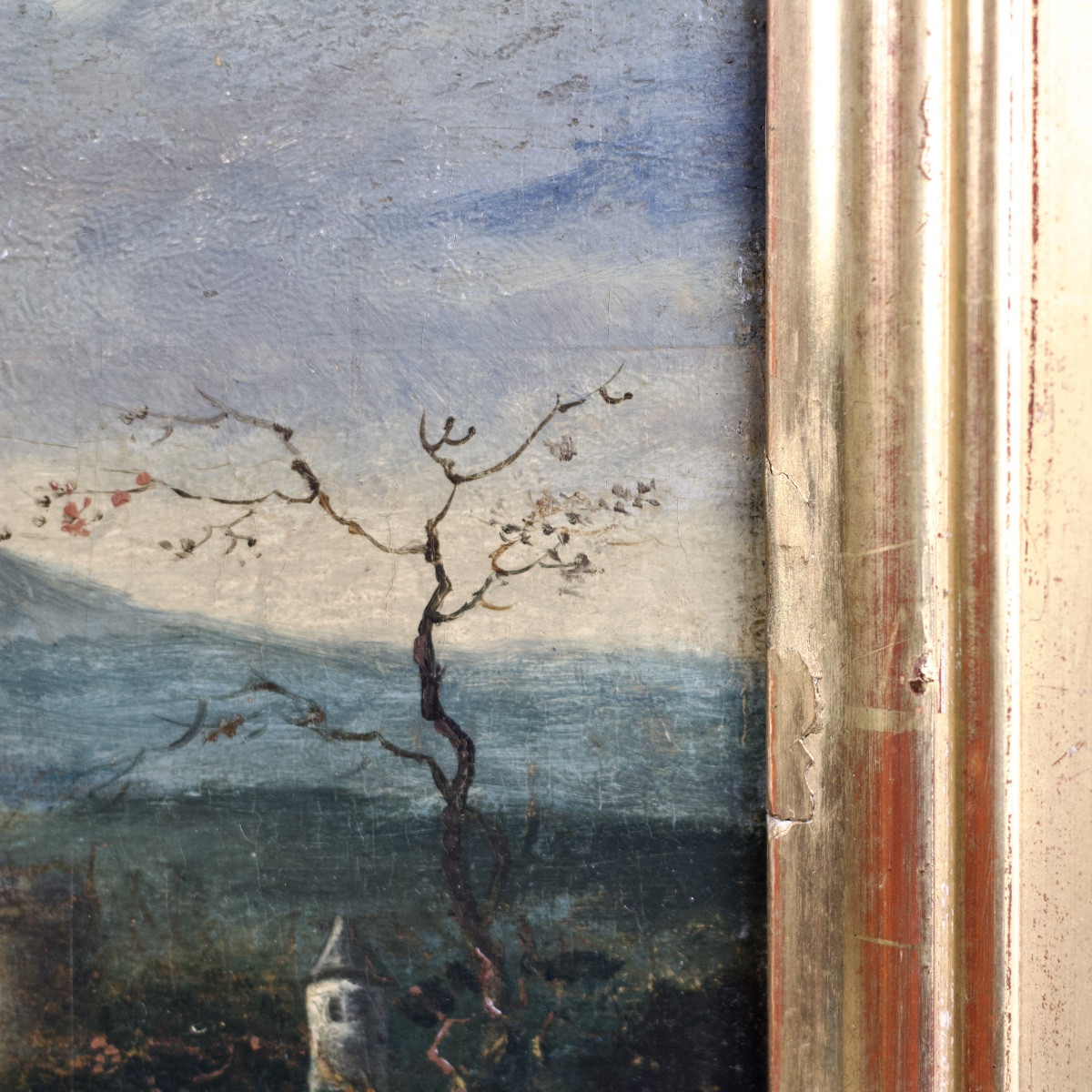 French School, Landscape With Cows, Oil On Panel, 19th Century-photo-8