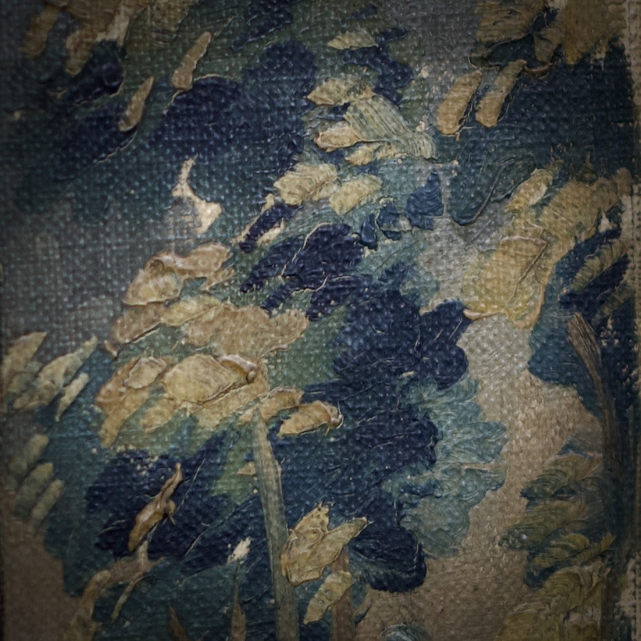 Oil On Canvas-covered Cardboard Depicting A Tapestry Of Greenery In The Aubusson Style, 20th Century -photo-2